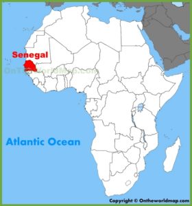 Map of Africa showing Senegal